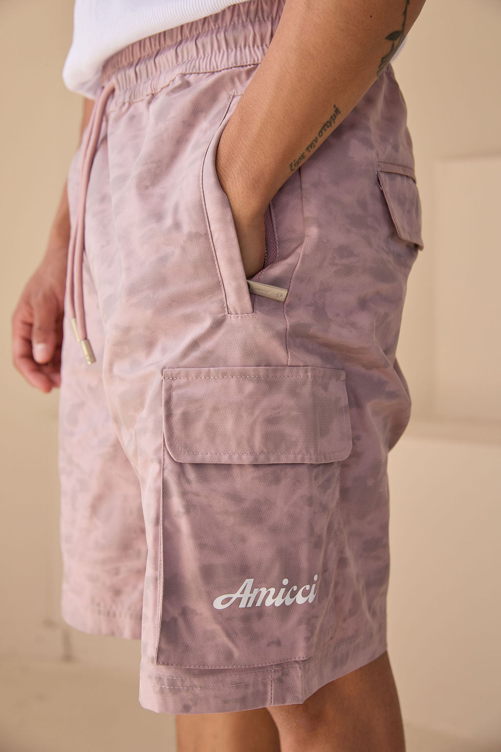 Almeria Patroon Shorts Roze