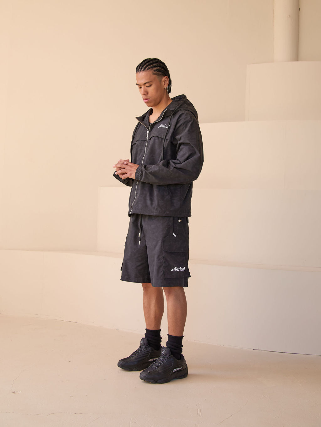 Almeria Patroon Windbreaker Jas Zwart