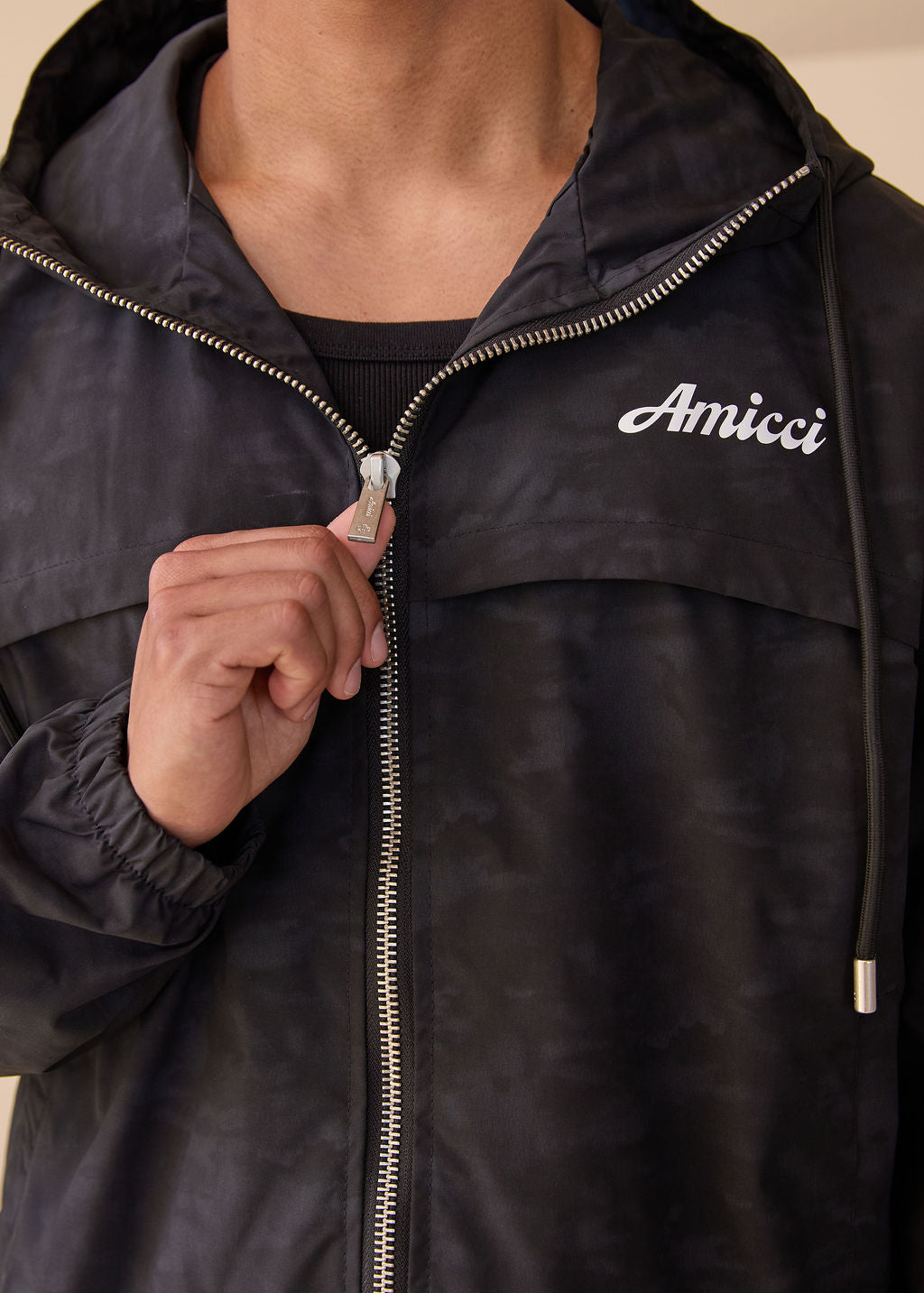 Almeria Patroon Windbreaker Jas Zwart