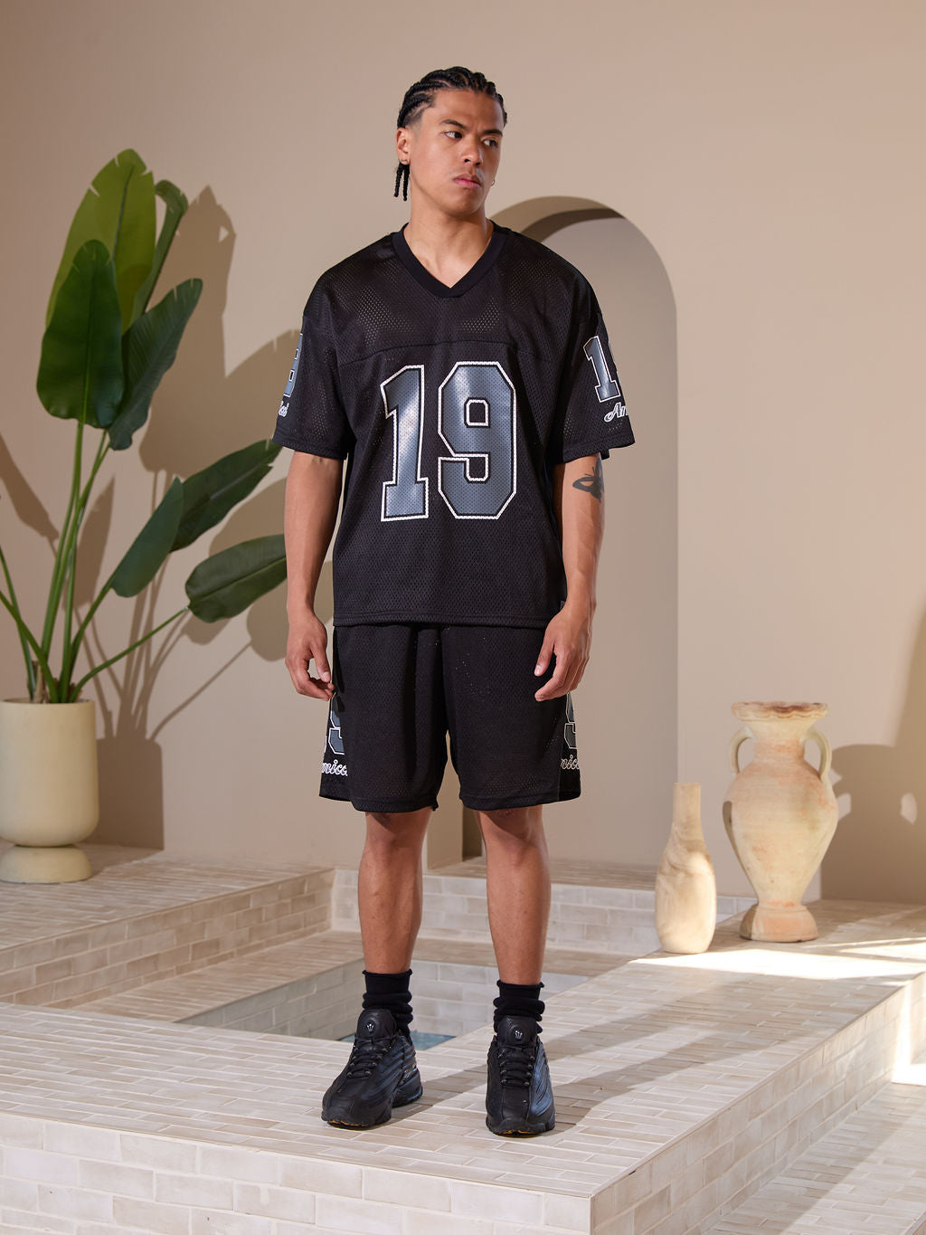 Camiseta de malla Macizo negra