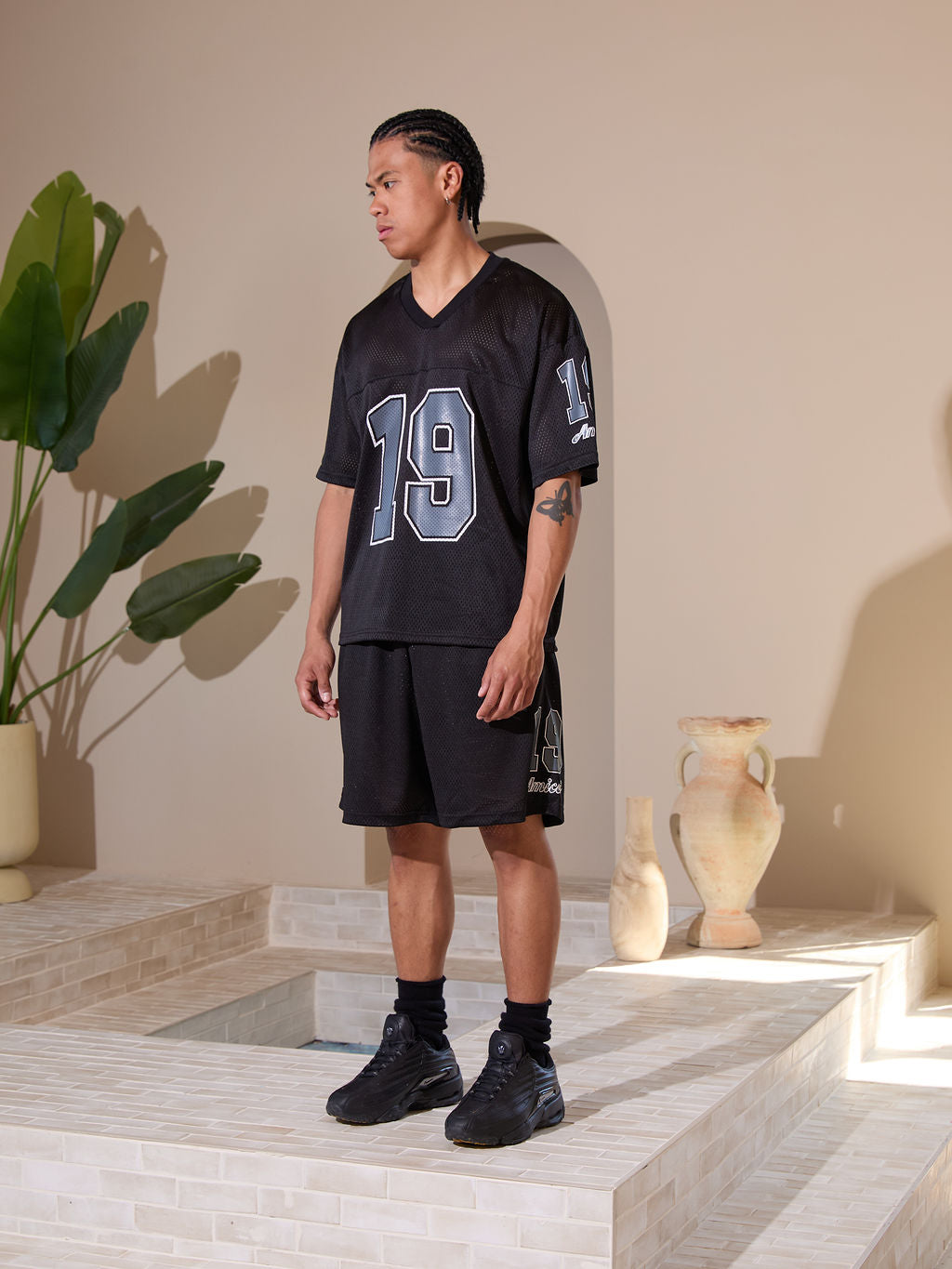 Camiseta de malla Macizo negra