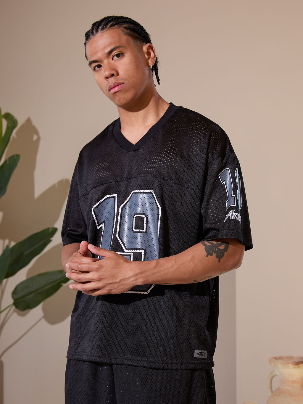 Camiseta de malla Macizo negra