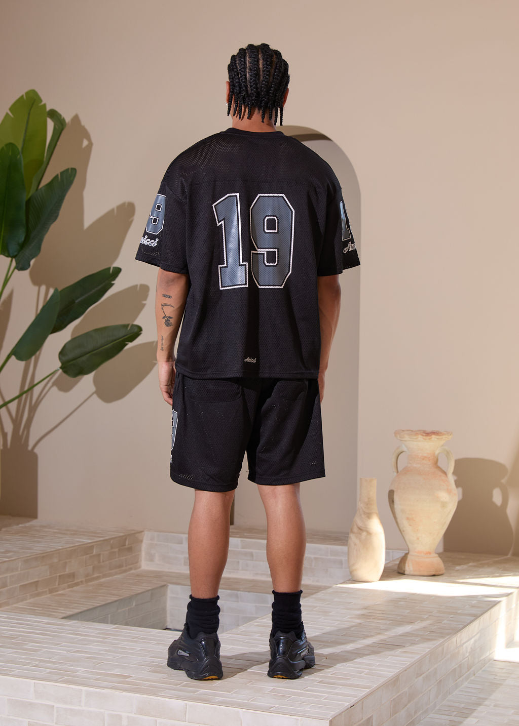 Camiseta de malla Macizo negra