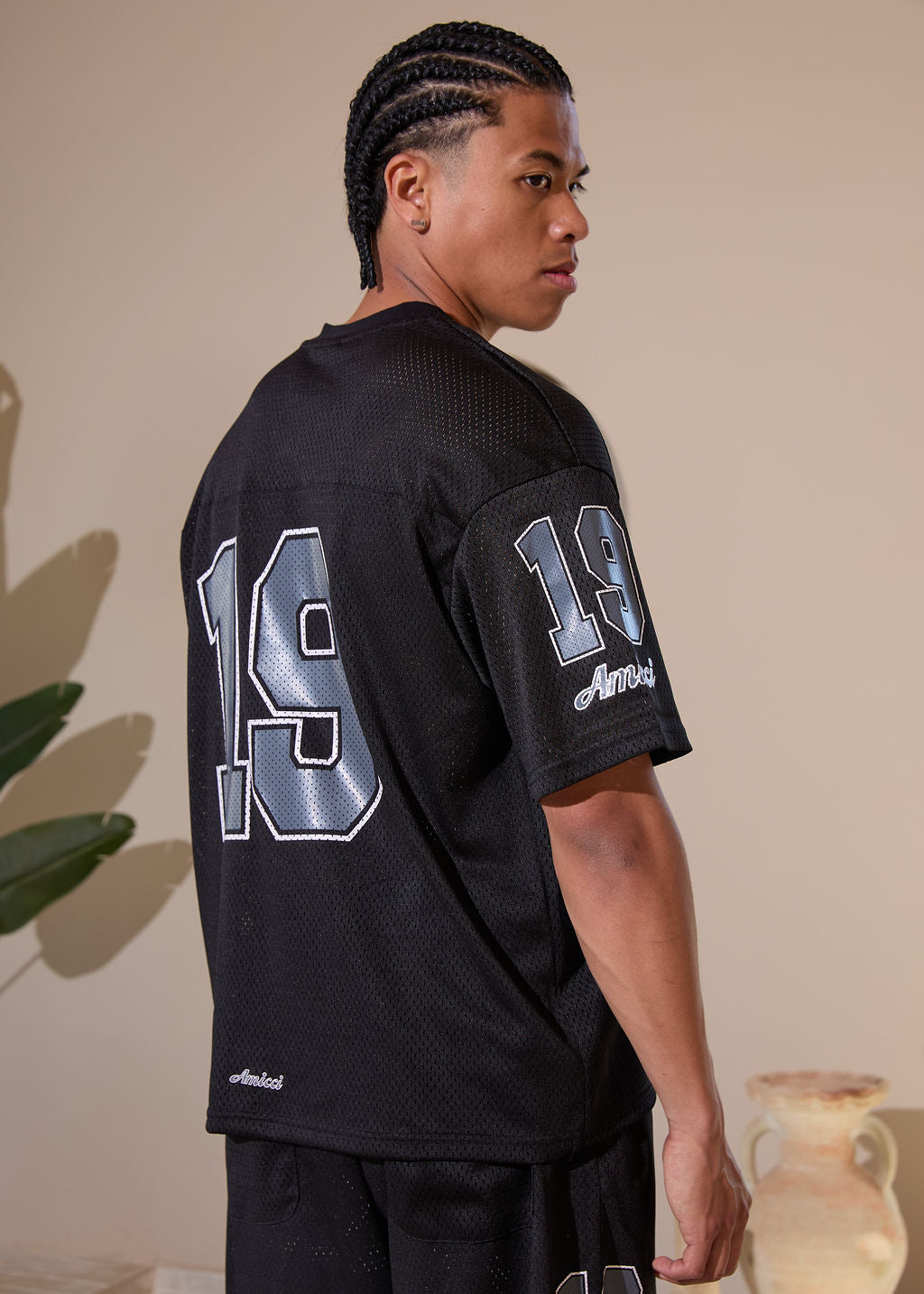 Camiseta de malla Macizo negra