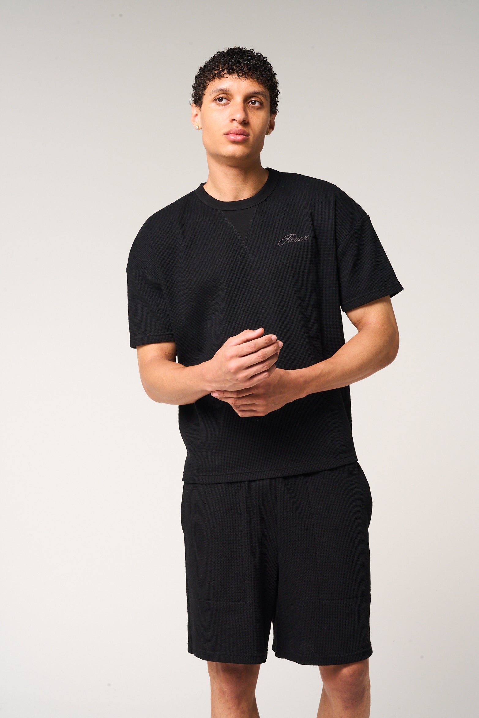 Tempest Waffle Knit T-Shirt Black