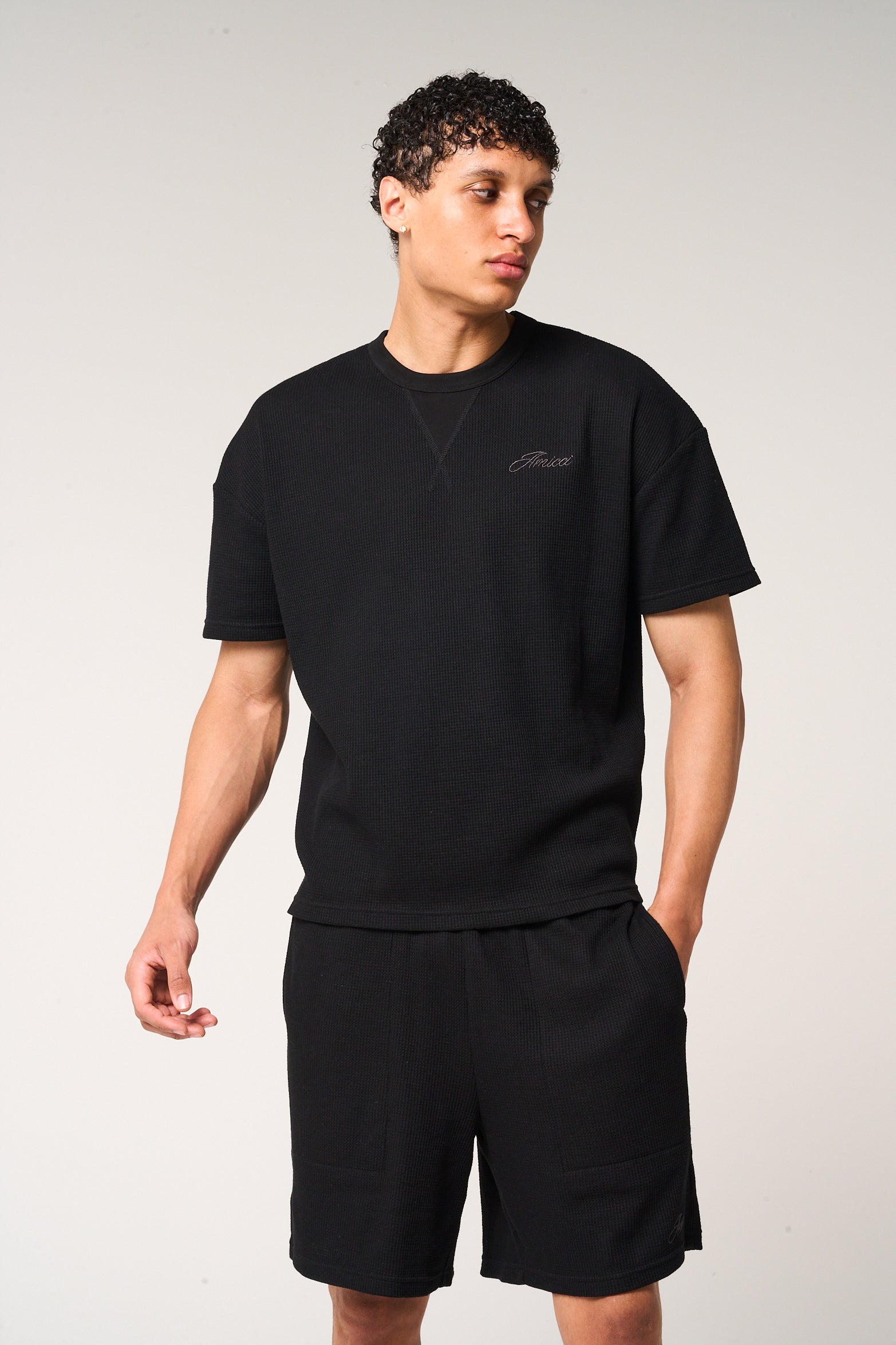 Tempest Waffle Knit T-Shirt Black
