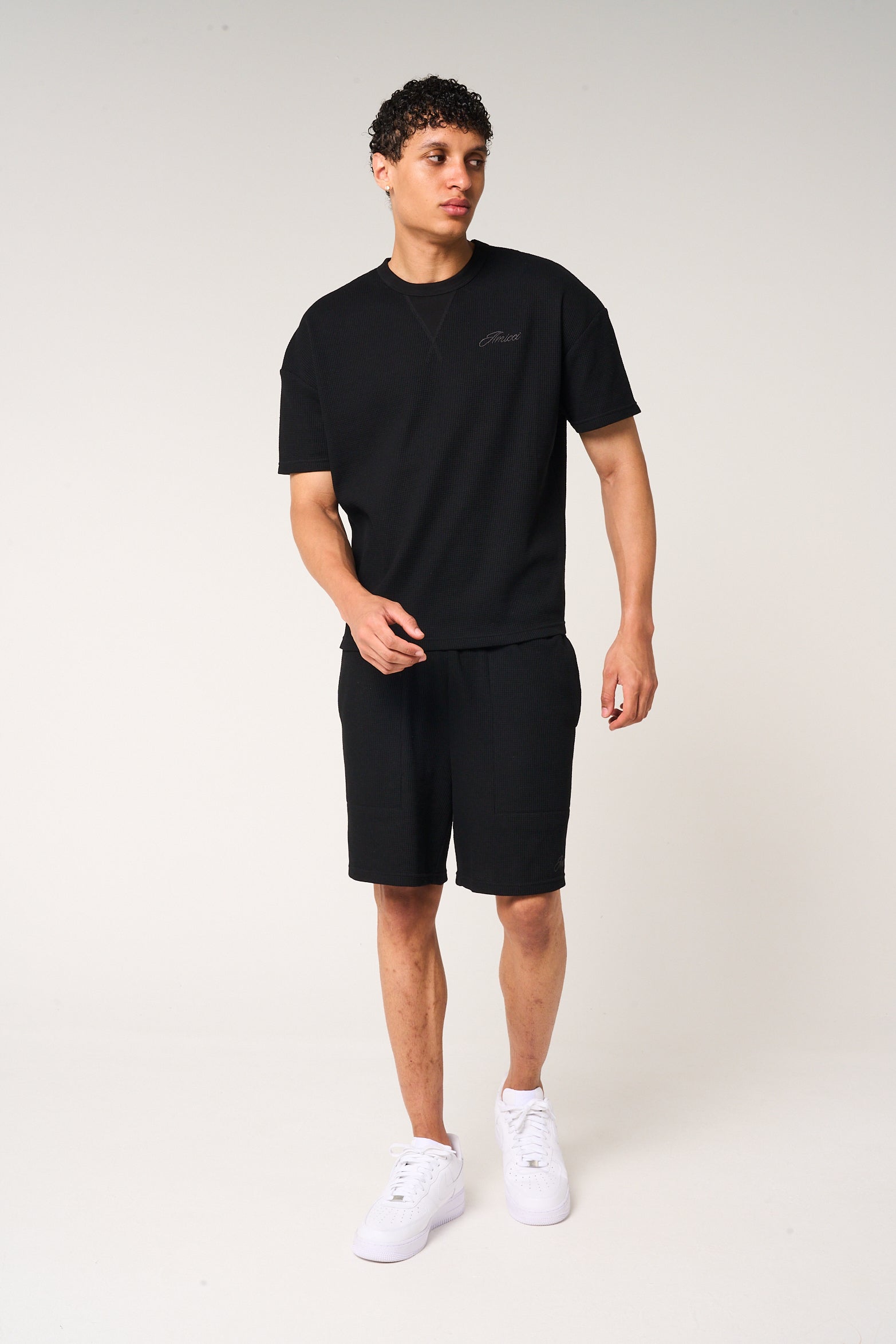Tempest Waffle Knit T-Shirt Black