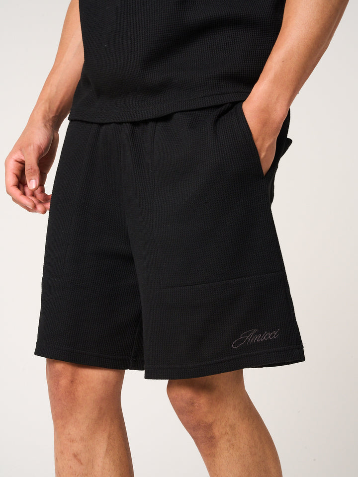 Tempest Waffle Knit Shorts Black