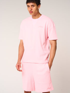Tempest Waffle Knit T-Shirt Pink
