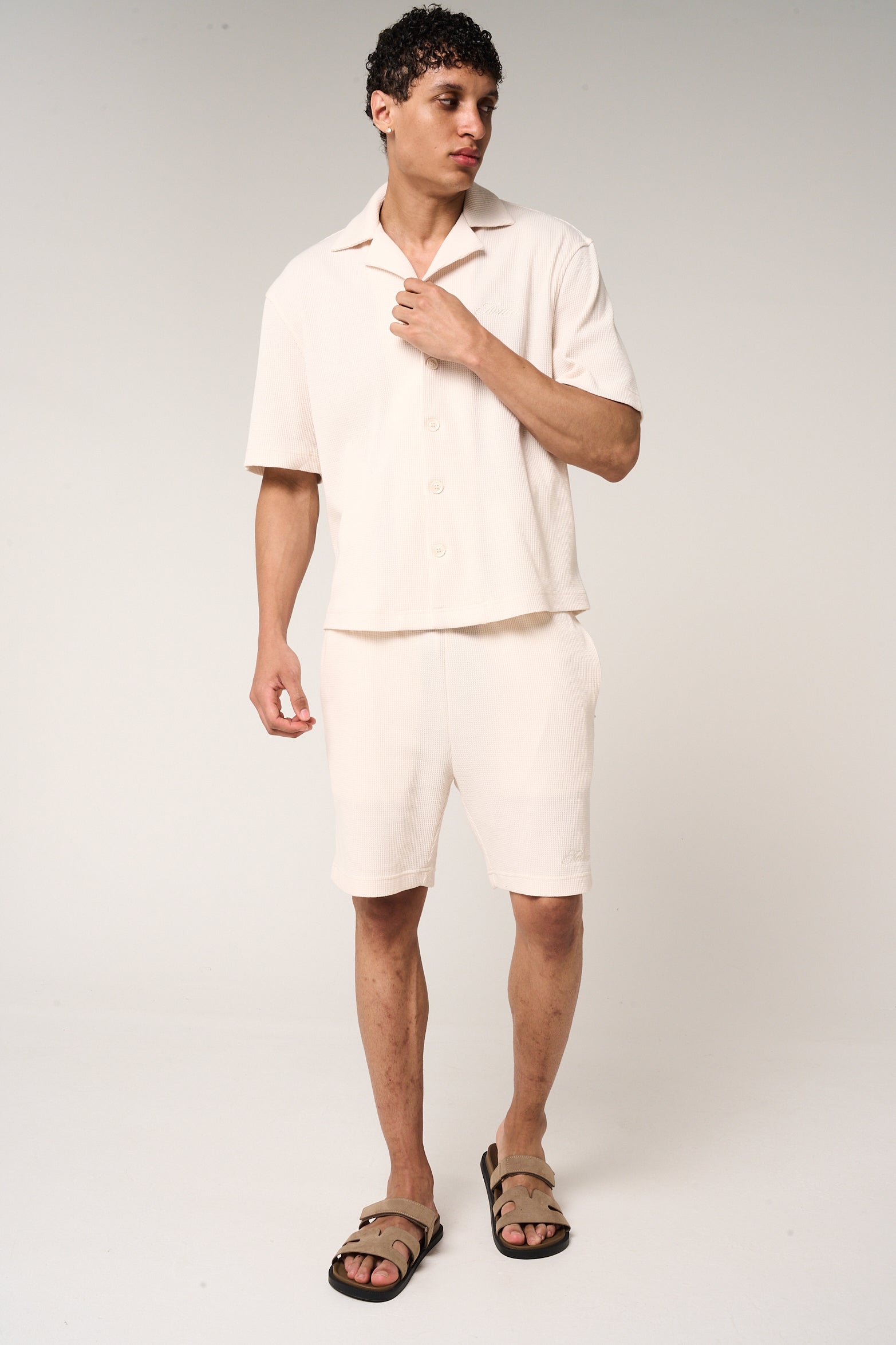 Cairo Waffle Knit Shorts Beige
