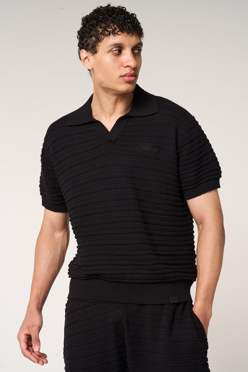 Dune Knitted Polo Black