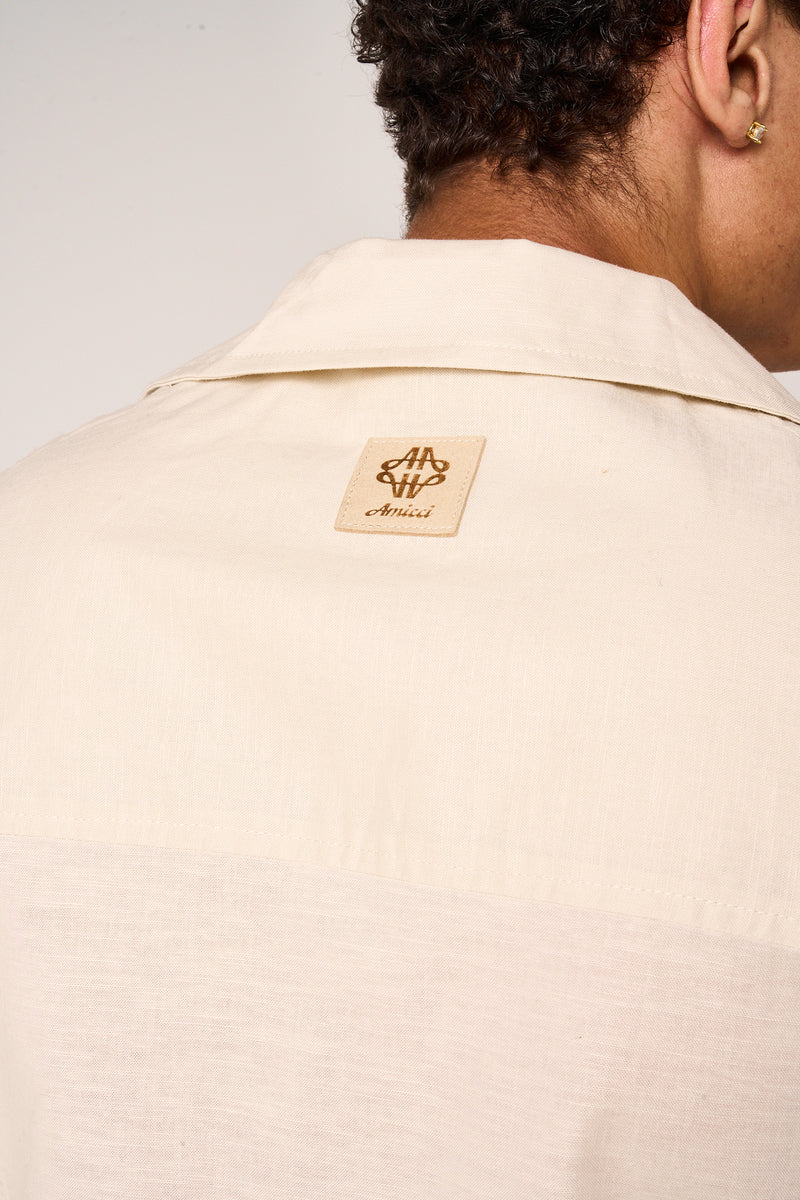 Kailani Short Sleeve Linen Shirt Beige