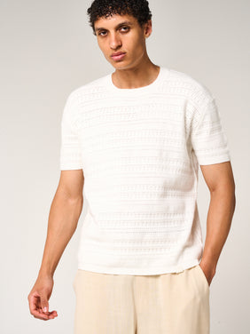 Araz Knitted Patterned T Shirt White