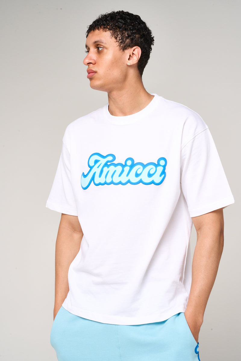 Rachid Logo Print T Shirt Blue
