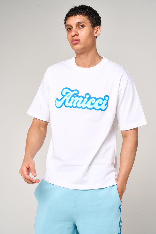 Rachid Logo Print T Shirt Blue