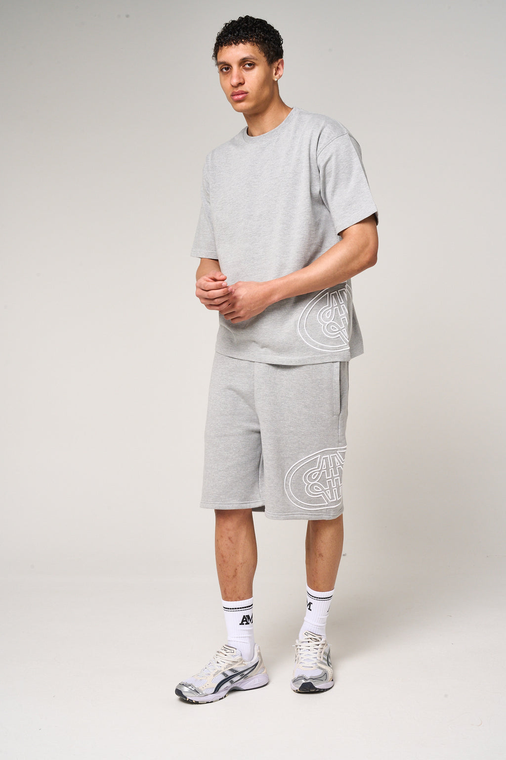 Fares Logo Embroidery T Shirt Grey