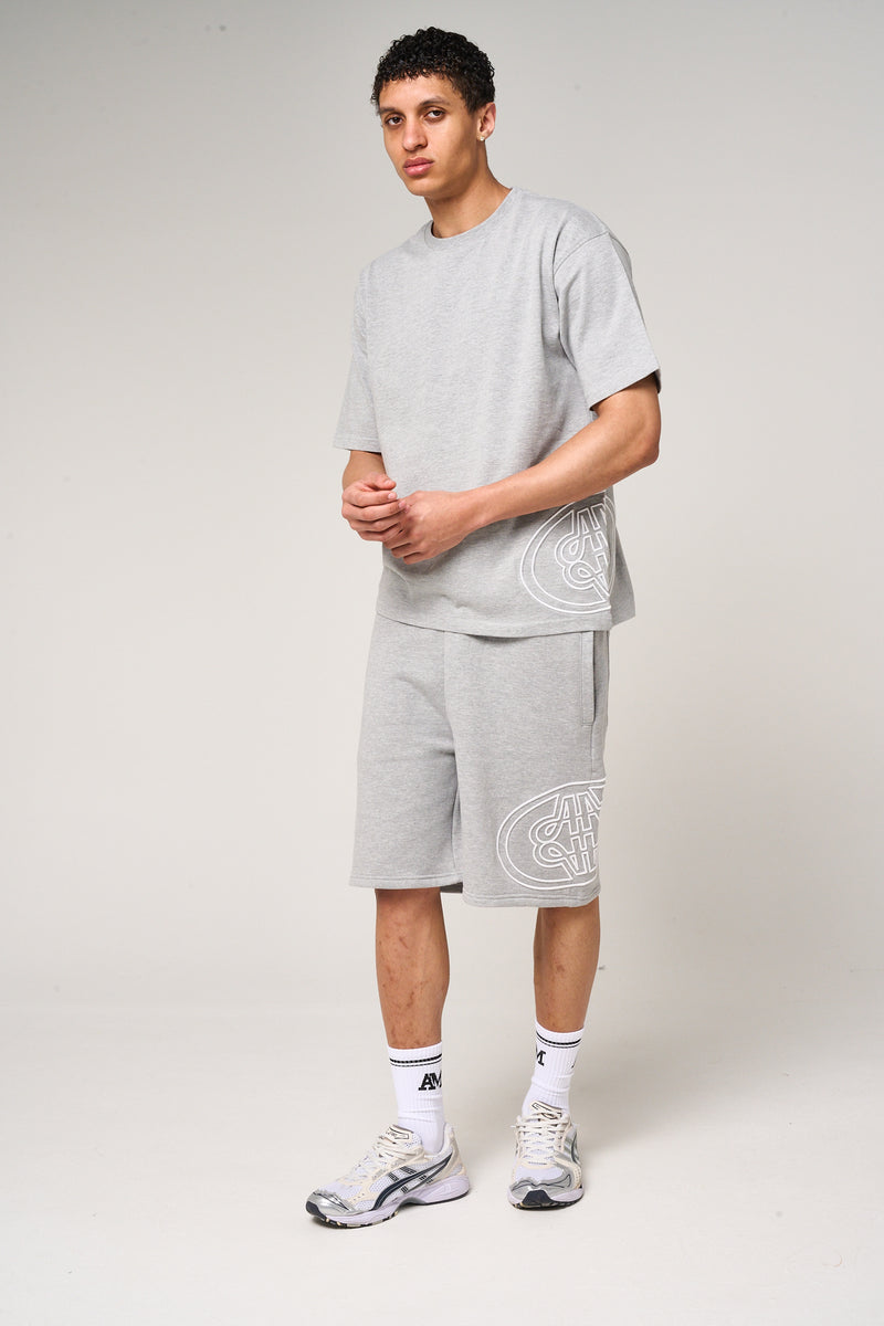 Fares Logo Embroidery T Shirt Grey