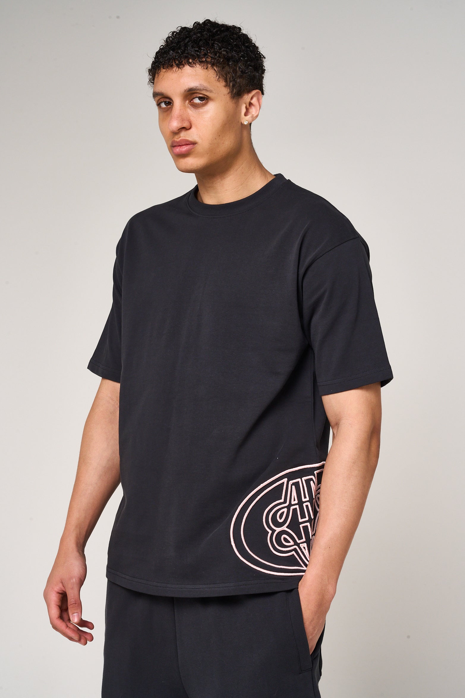 Fares Logo Embroidery T Shirt Black