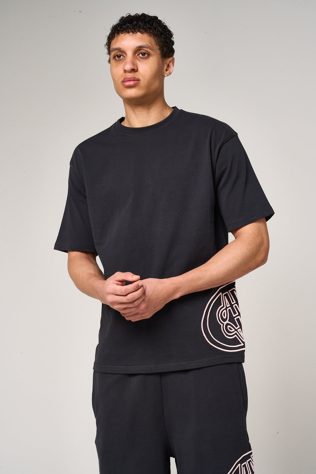 Fares Logo Embroidery T Shirt Black