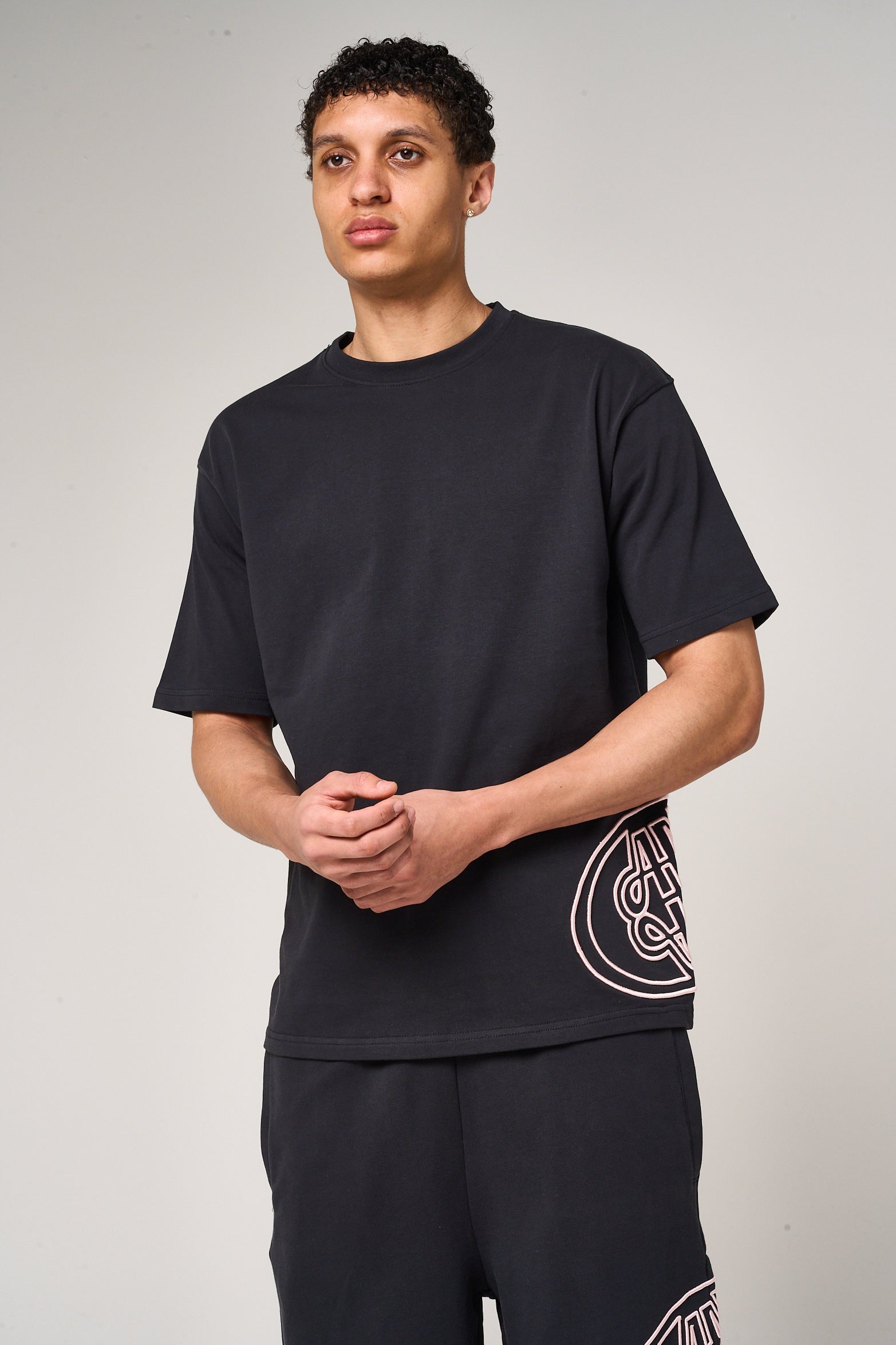 Fares Logo Embroidery T Shirt Black