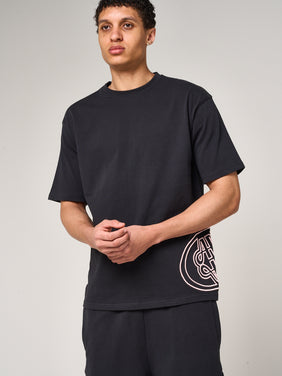 Fares Logo Embroidery T Shirt Black