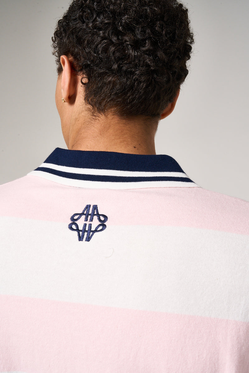 Avendia Striped Knitted Polo Pink