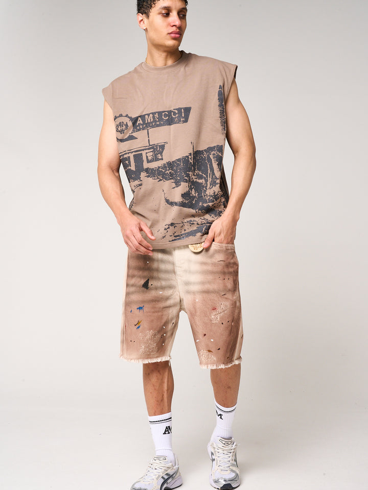 Abasalo Beige Denim Shorts