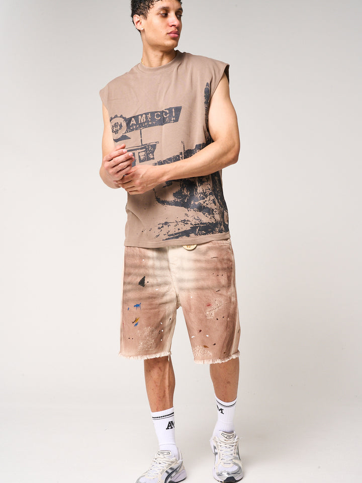 Abasalo Beige Denim Shorts