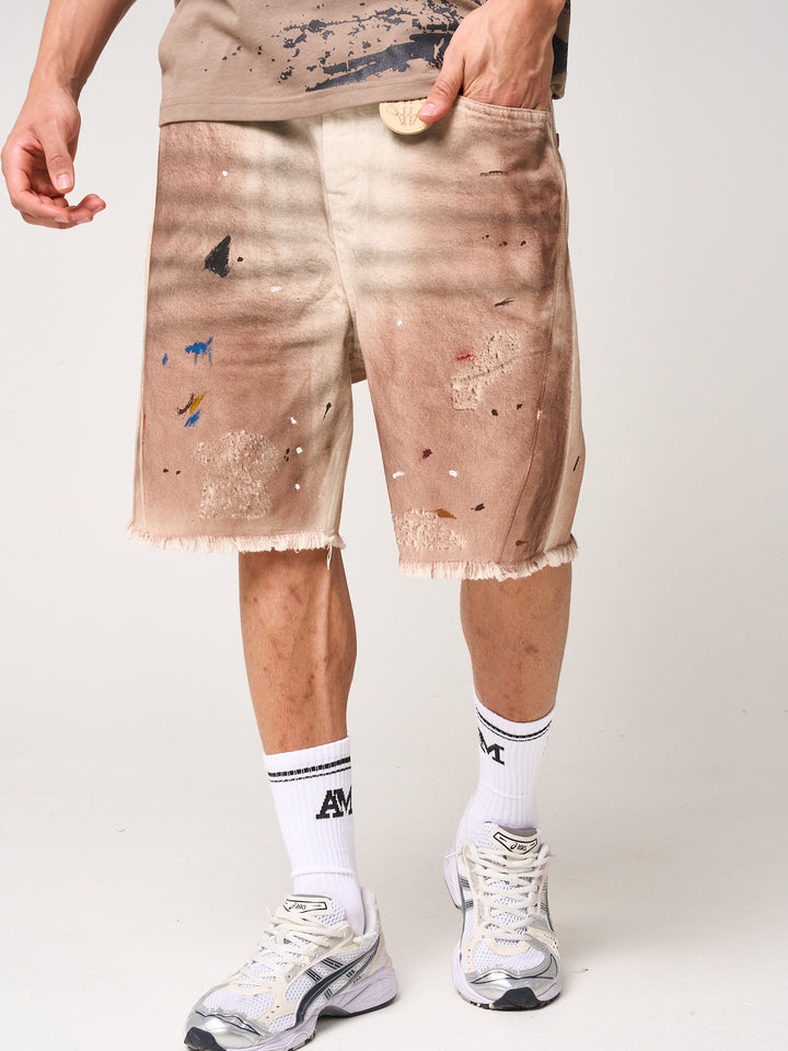Abasalo Beige Denim Shorts
