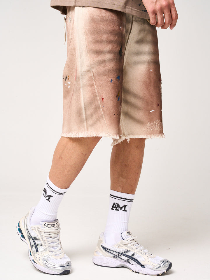 Abasalo Beige Denim Shorts