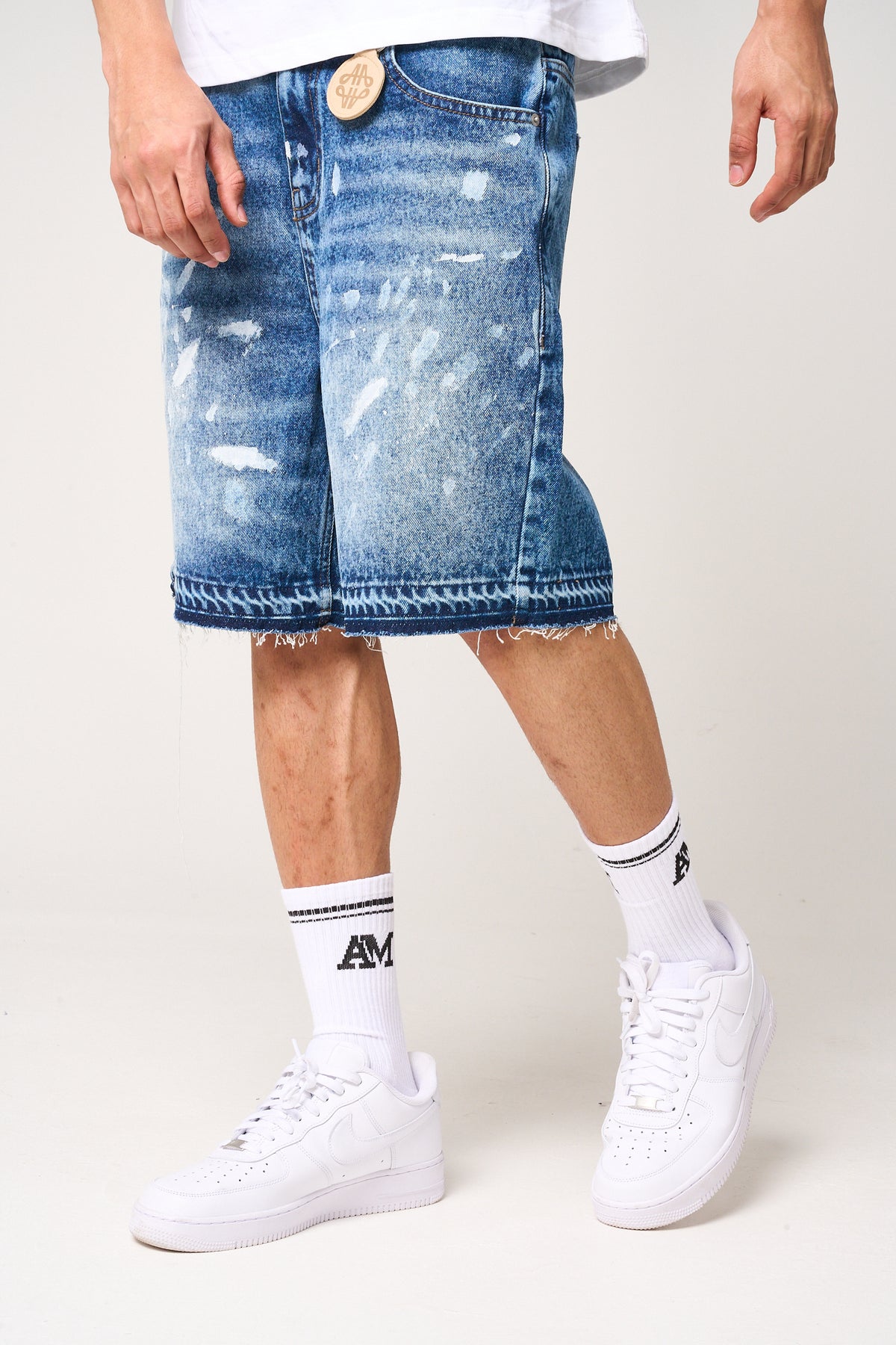 Cardenas Paint Splat Denim Short Blue