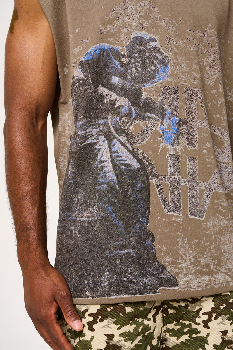 Route mouwloos t-shirt