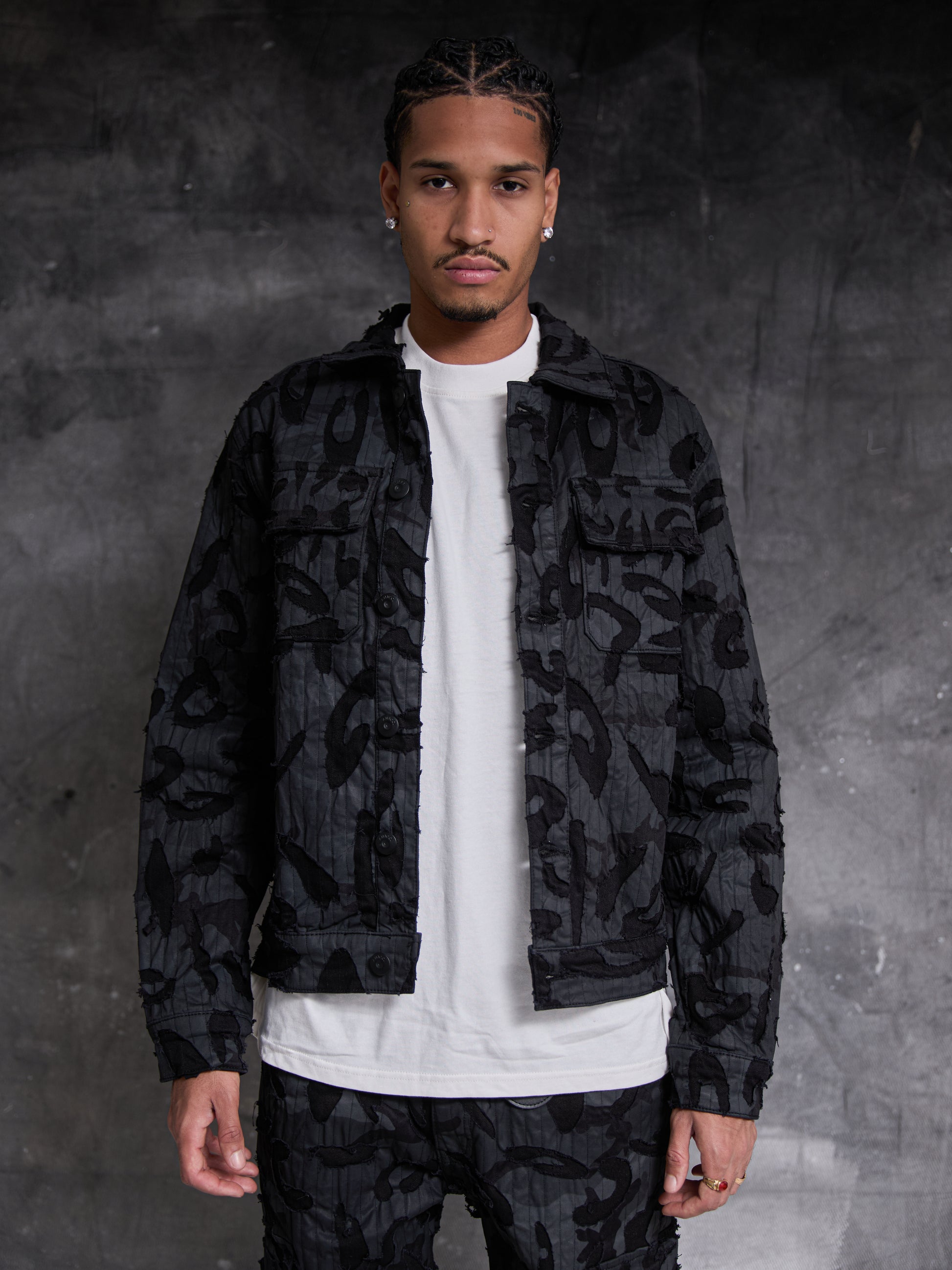 Chaqueta de mezclilla negra Geragio