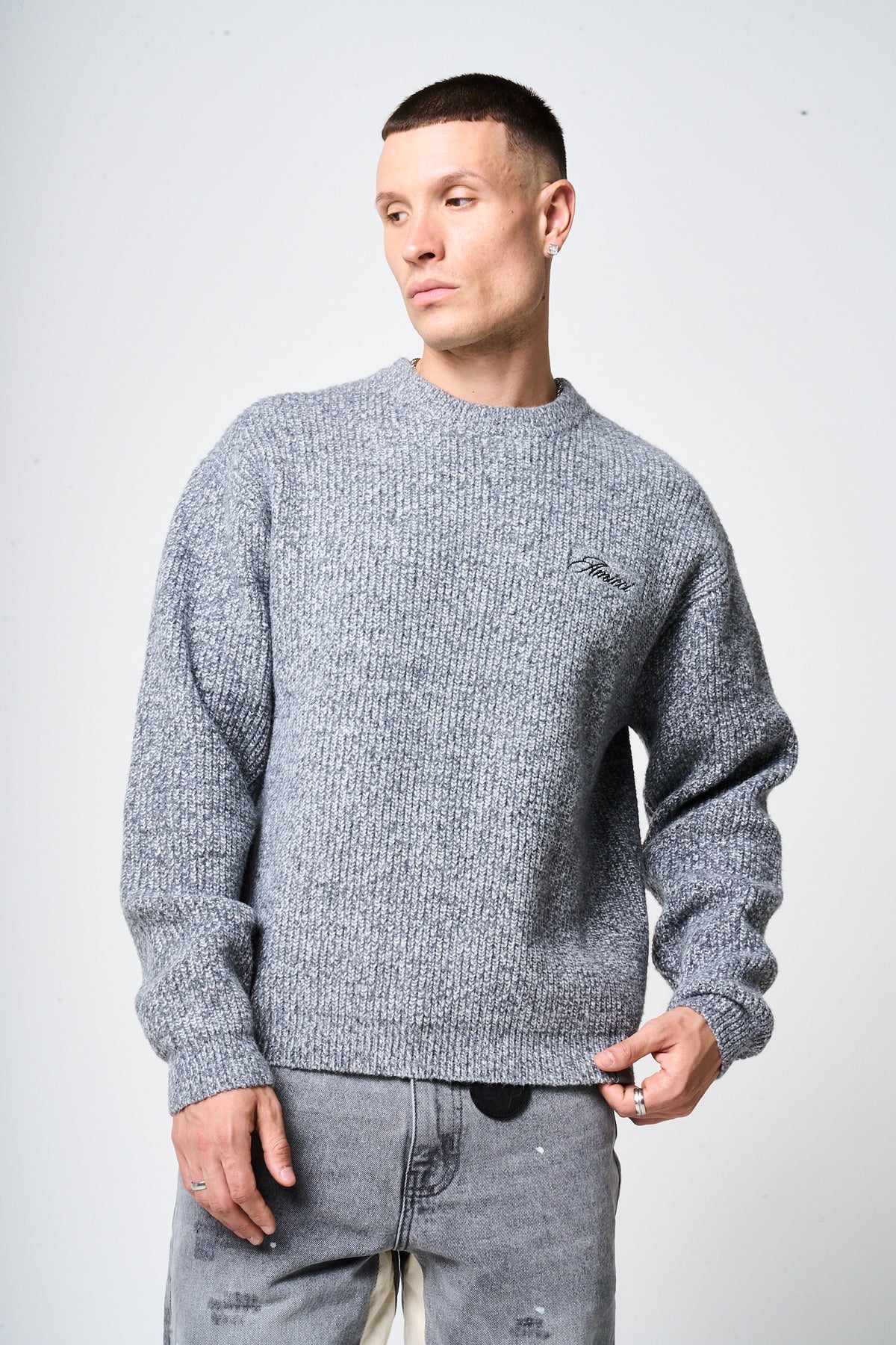 Liberta Grey Heavy Knitted Sweatshirt