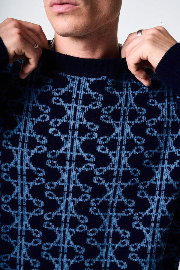 Pasquale Navy Knitted Sweatshirt