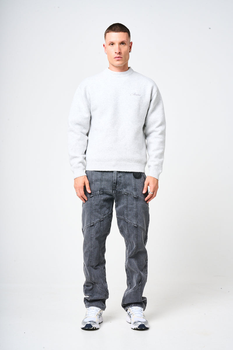 Larrea Grey Straight Fit Pattern Denim