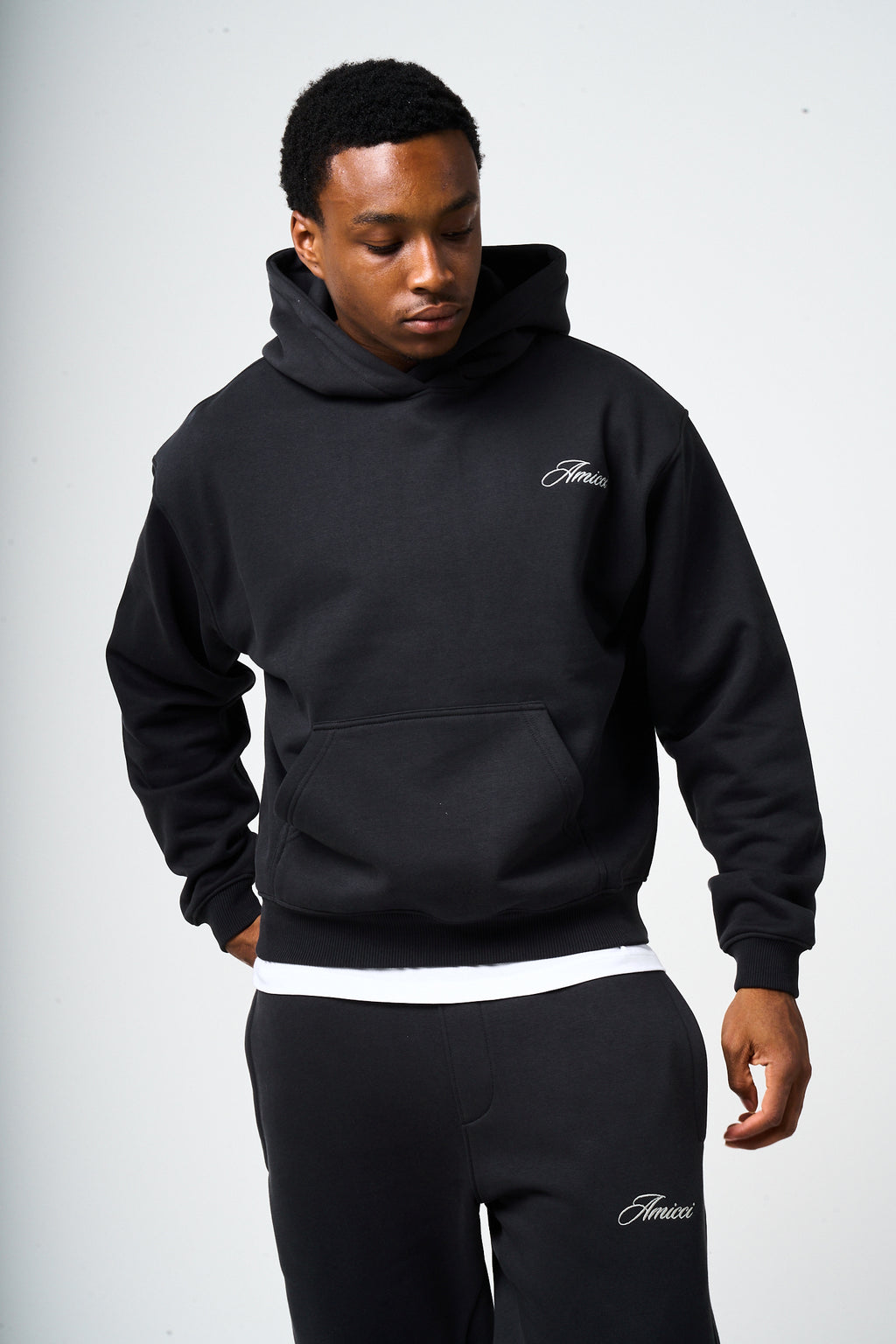 Doakes Black Embroidery Logo Hoodie