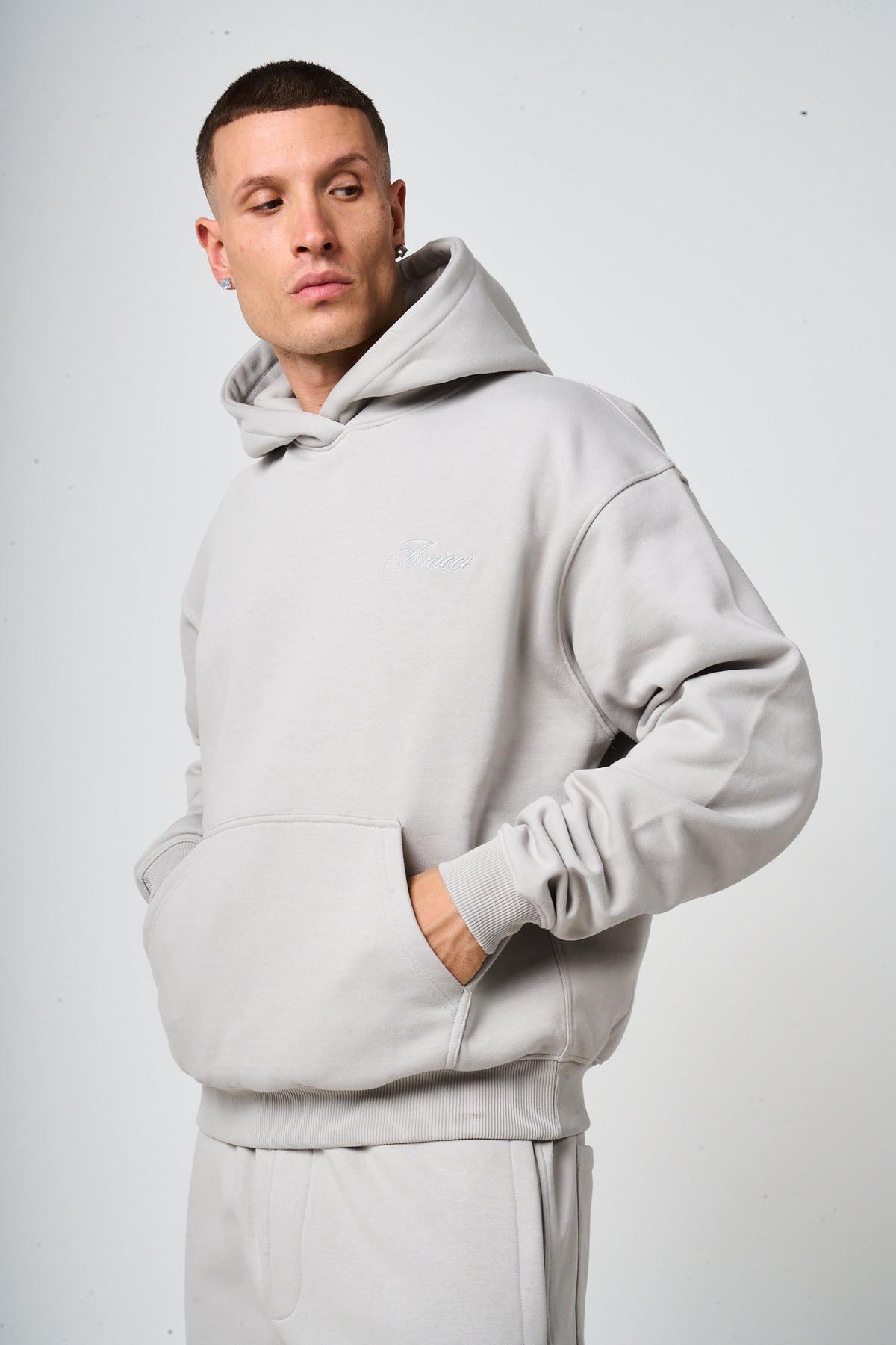 Doakes Grey Embroidery Logo Hoodie