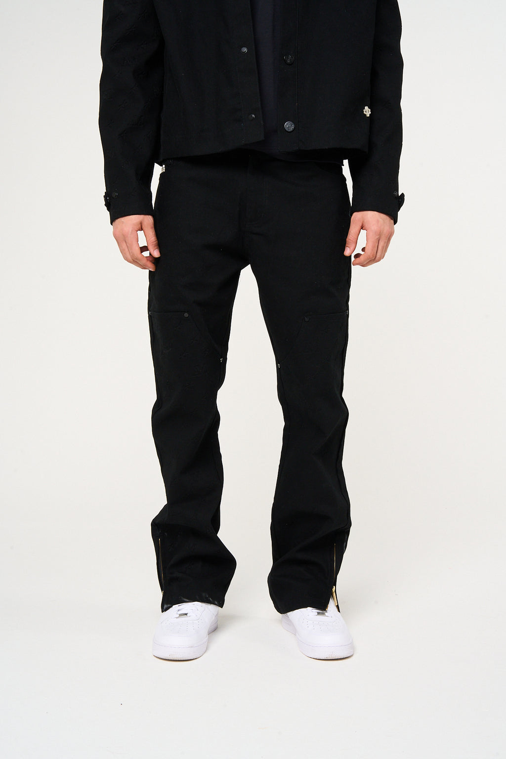 Maceo Embossed Carpenter Pants Black