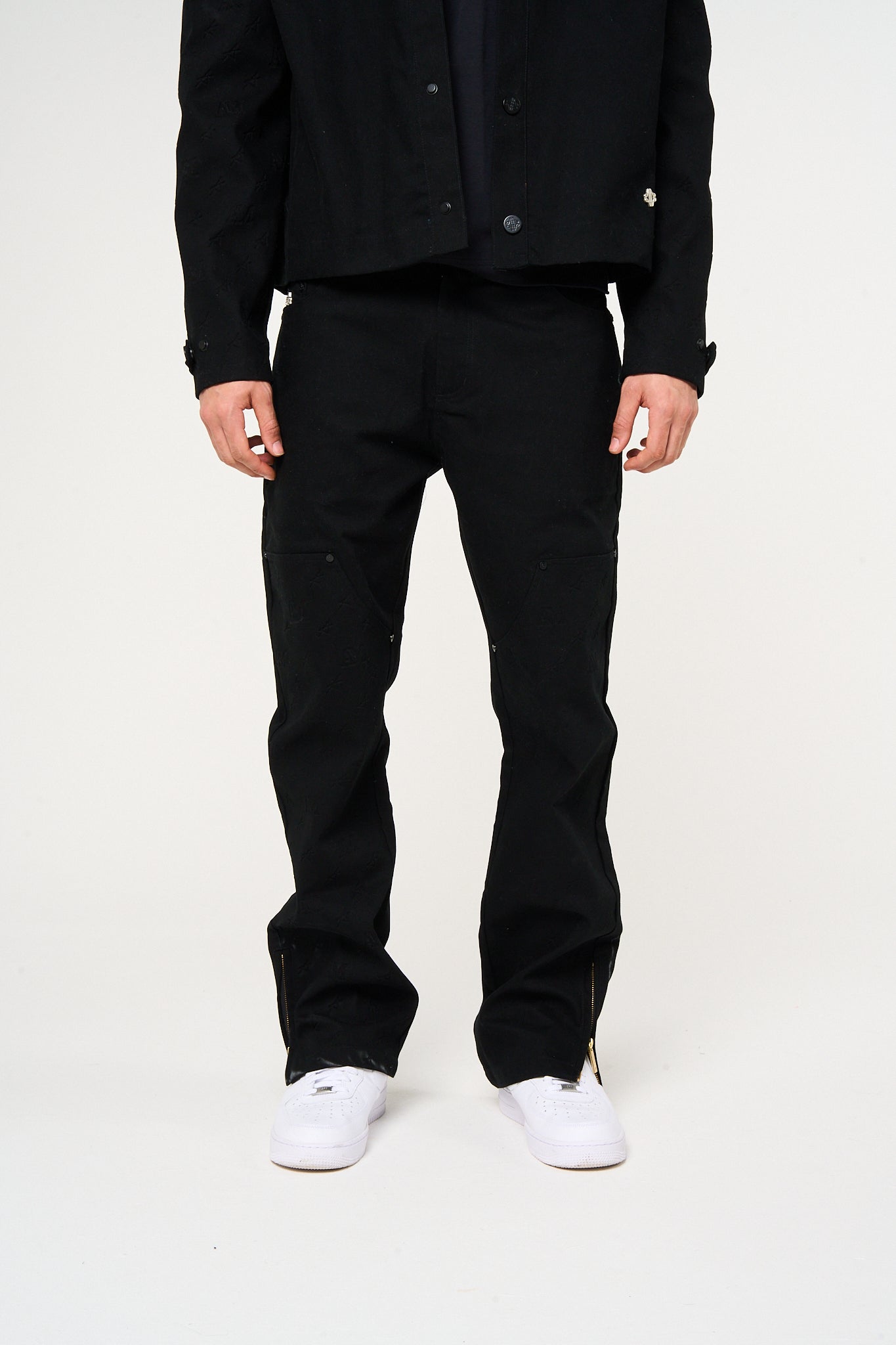 Maceo Embossed Carpenter Pants Black