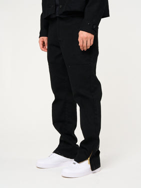 Maceo Embossed Carpenter Pants Black