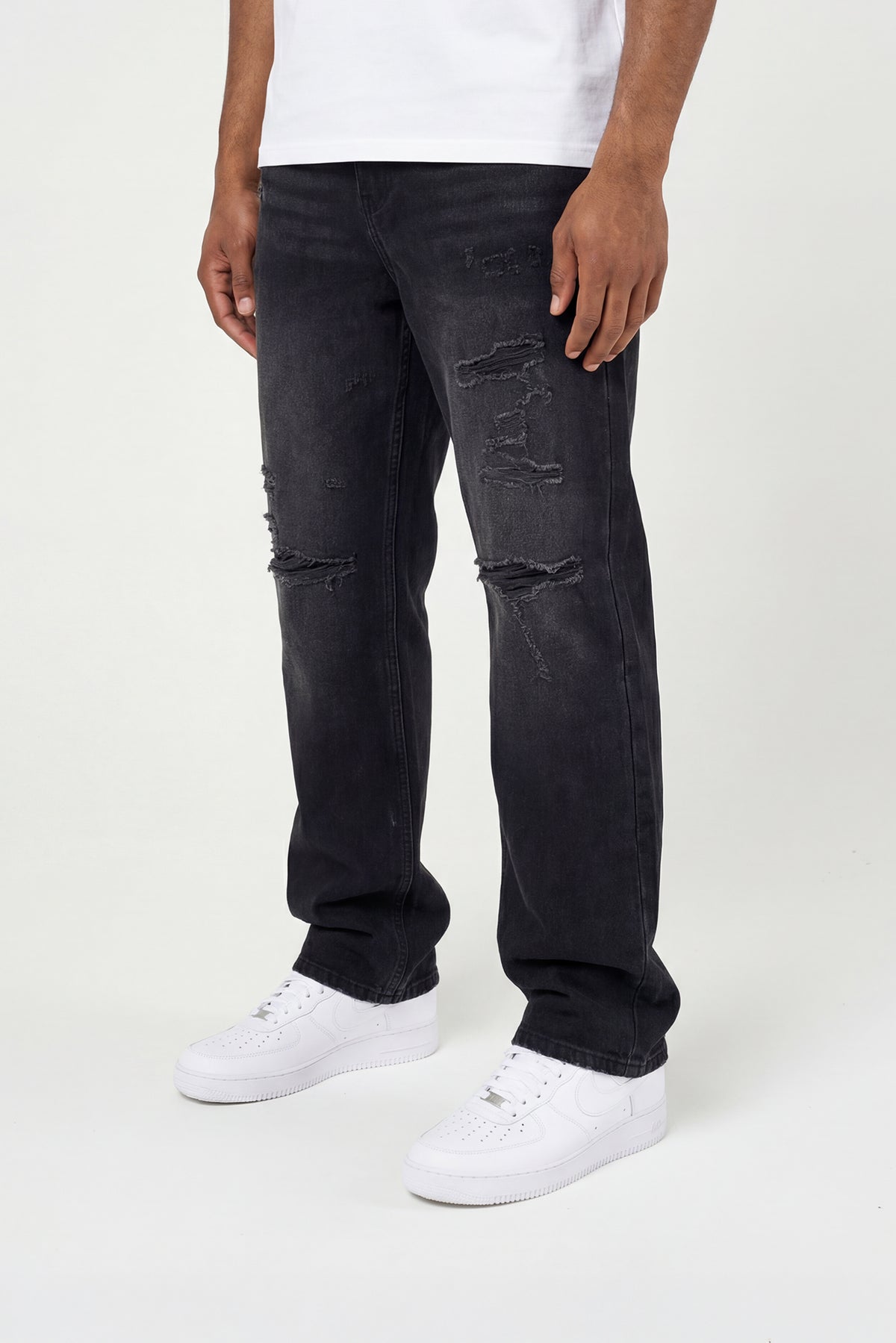 Lennox Ripped Black Straight Jean