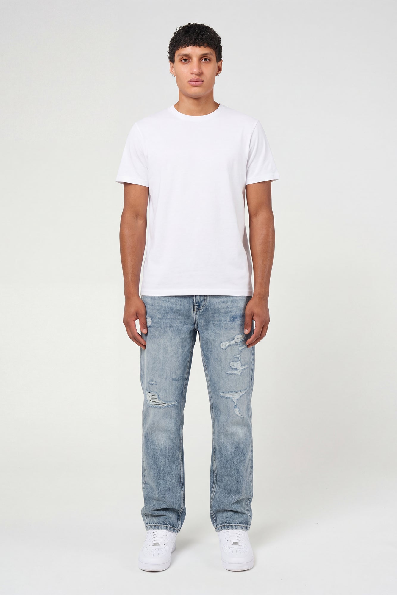 Lennox Ripped Mid Blue Straight Jean