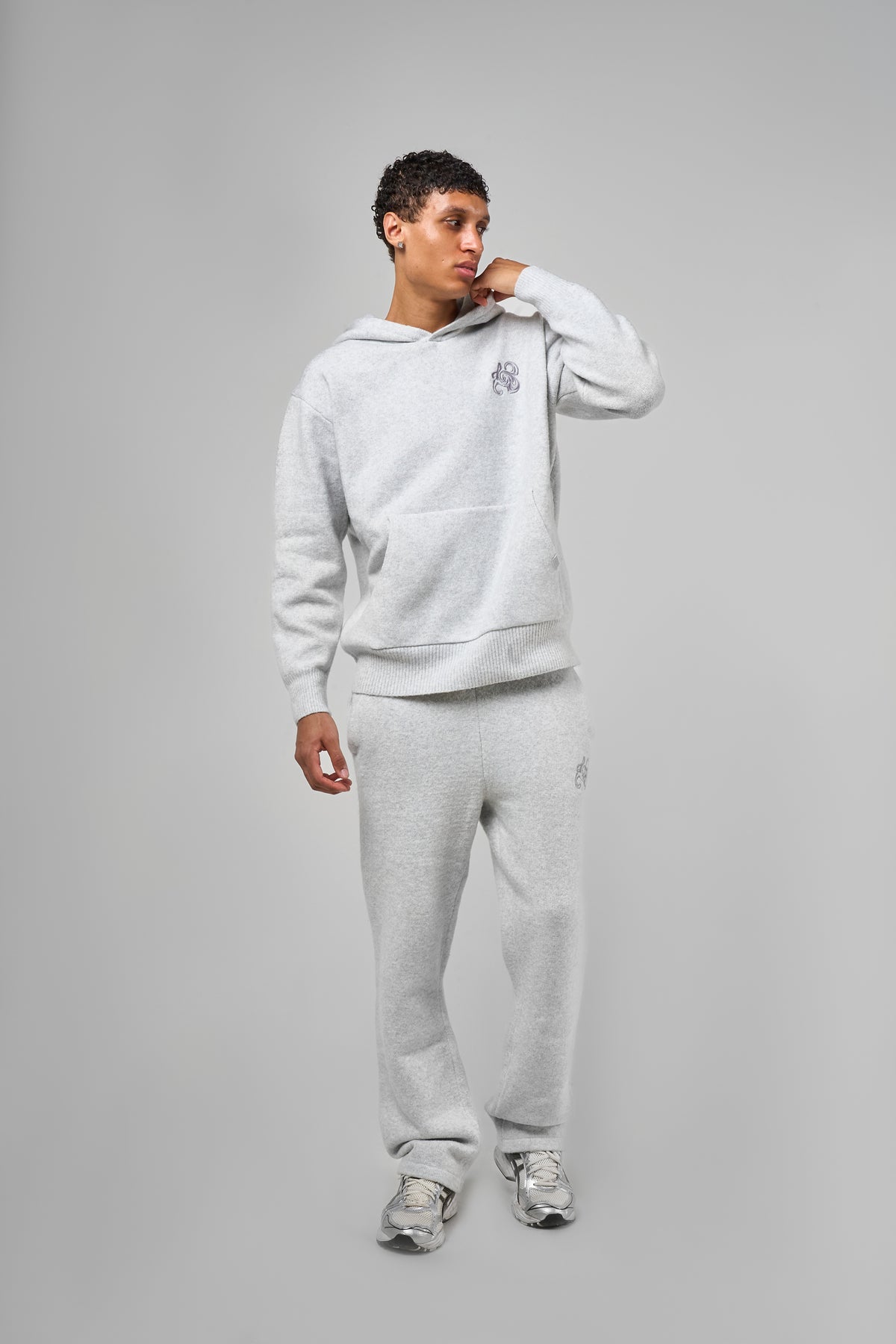 Amos Grey Knitted Hoodie