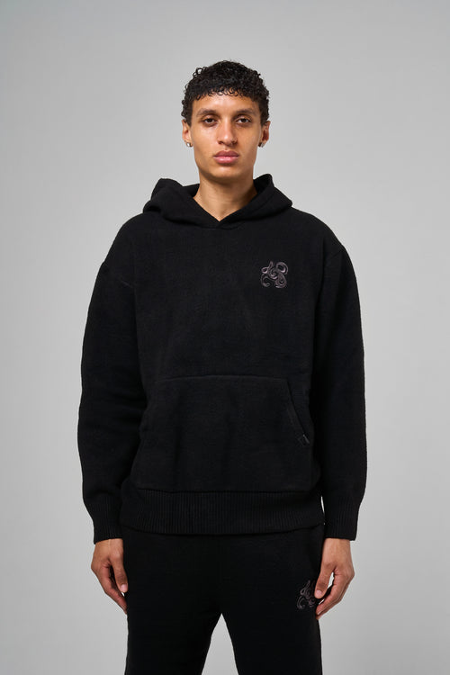 Amos Black Knitted Hoodie