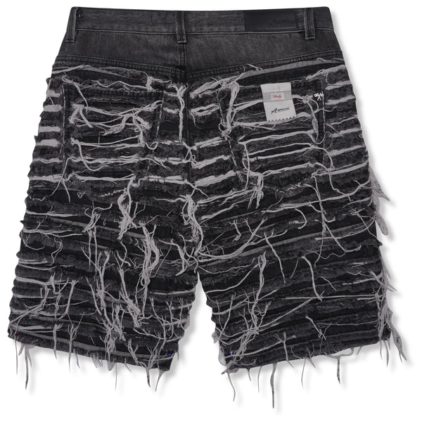Shorts de mezclilla negra desgastados Sassari