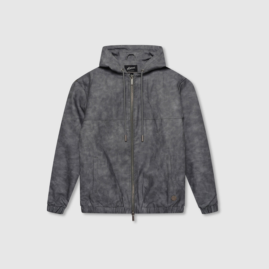 Rafel Leren Rits Hoodie Grijs