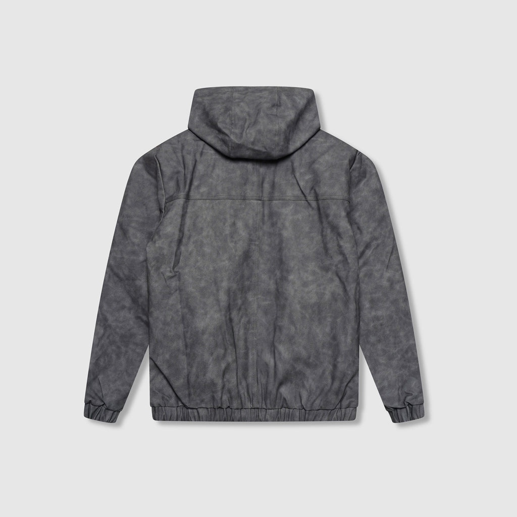 Rafel Leren Rits Hoodie Grijs