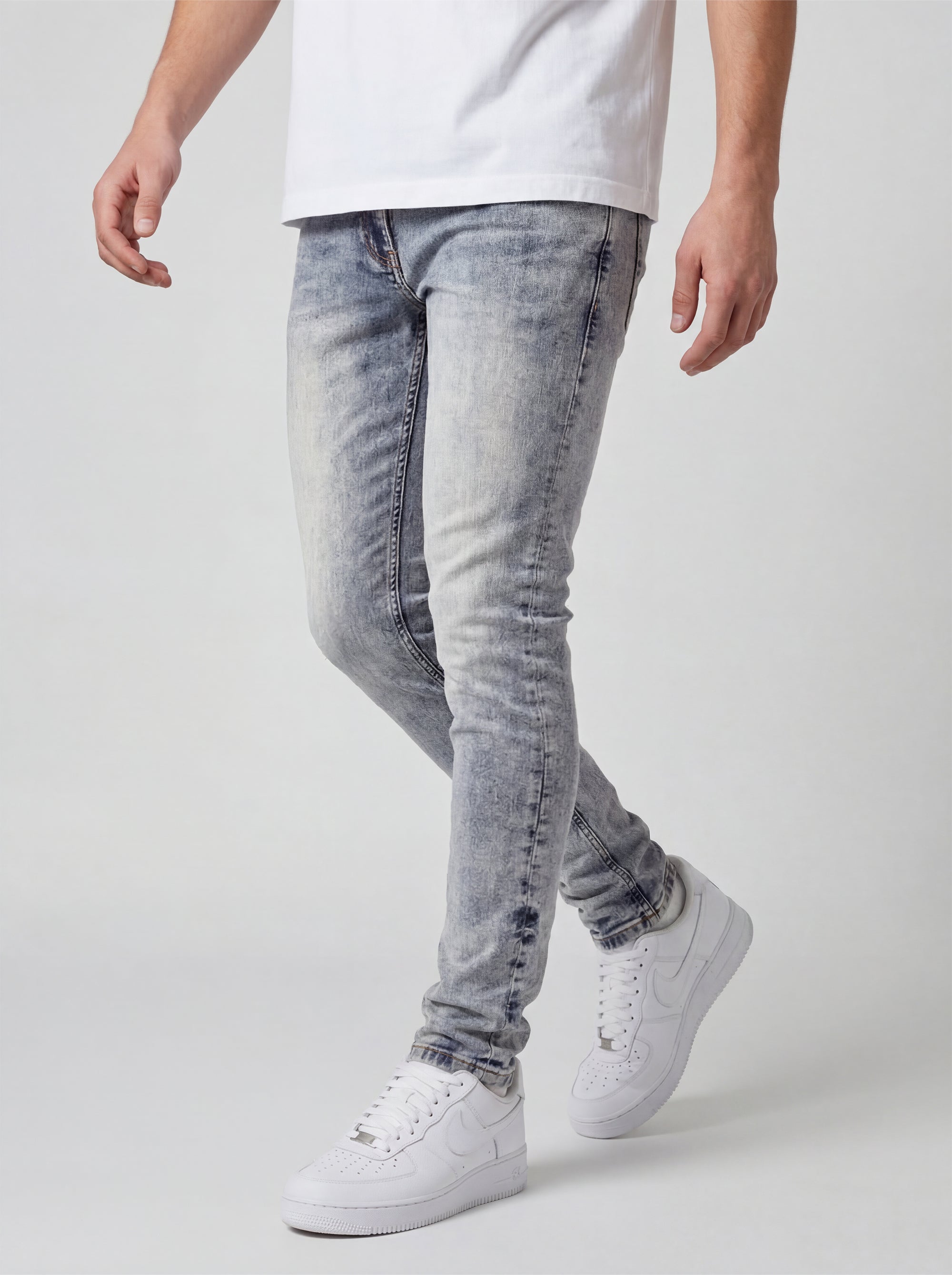 Men's Blue Ripped Skinny Jeans | Premium Denim Jeans | Amicci