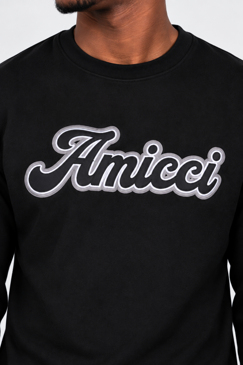 Rachid Long Sleeve Puff Print T Shirt Black
